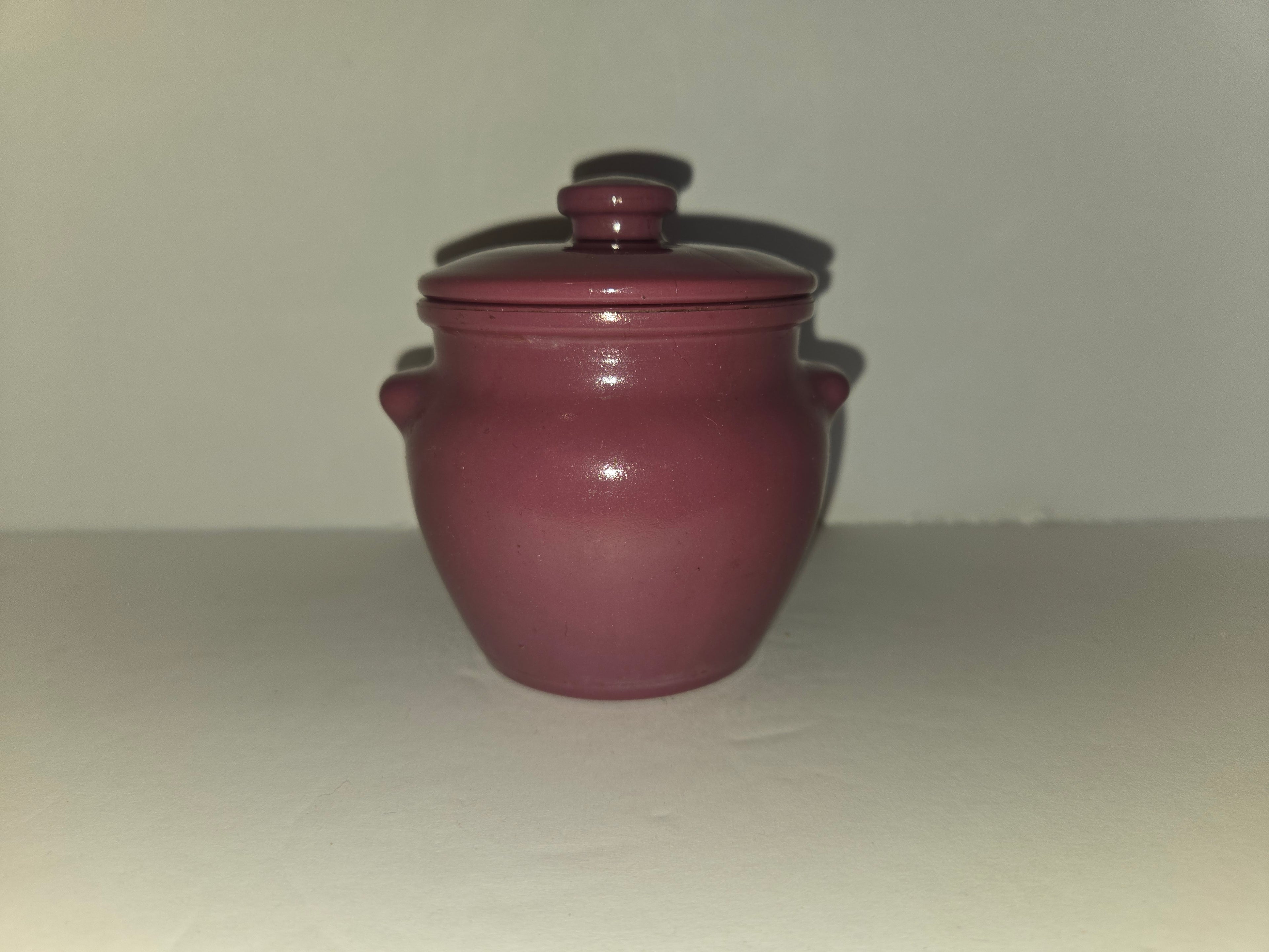 Dutchess Cheese Milk Glass Crock - Cranberry Red 1930s
