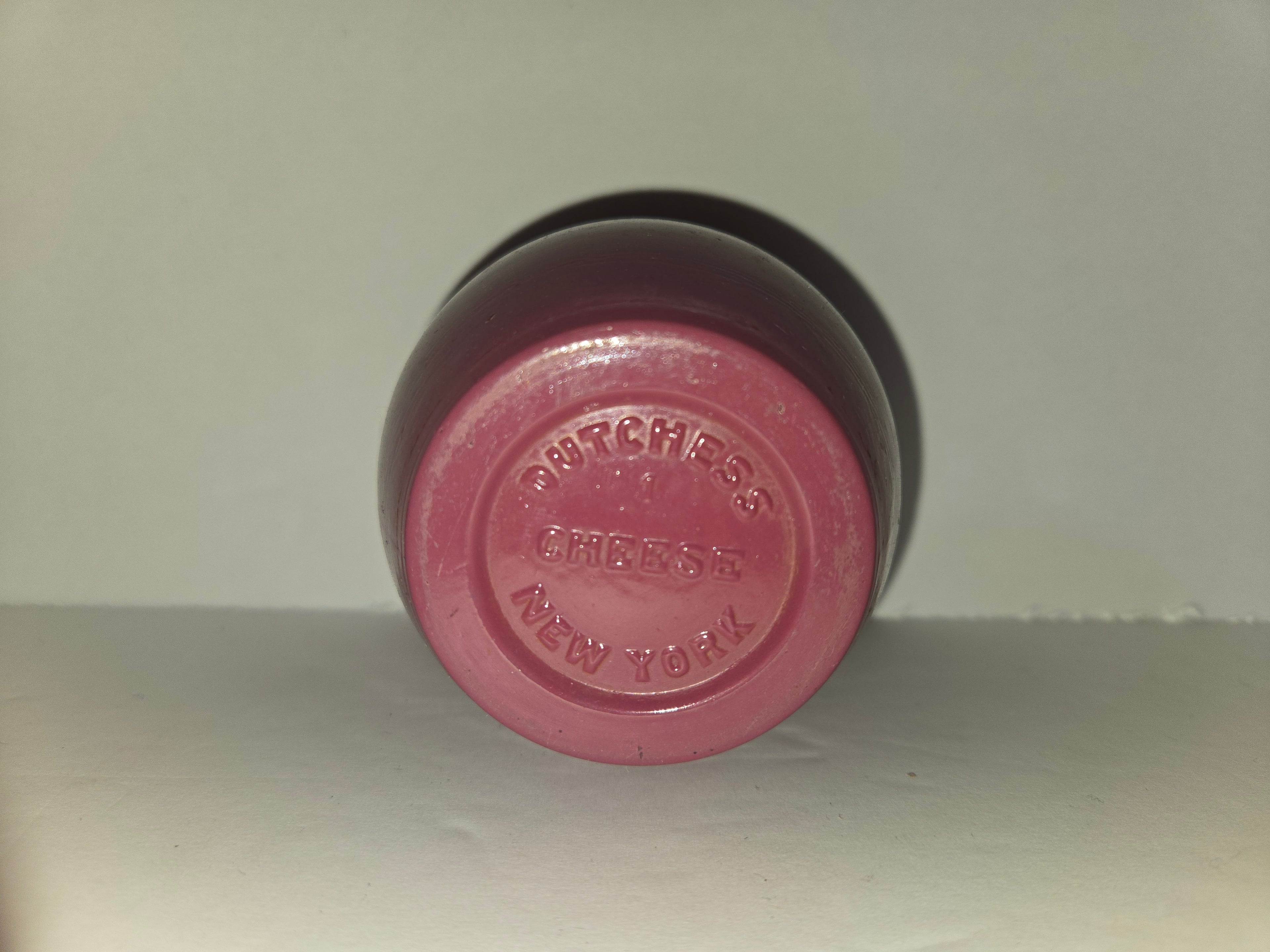 Dutchess Cheese Milk Glass Crock - Cranberry Red 1930s