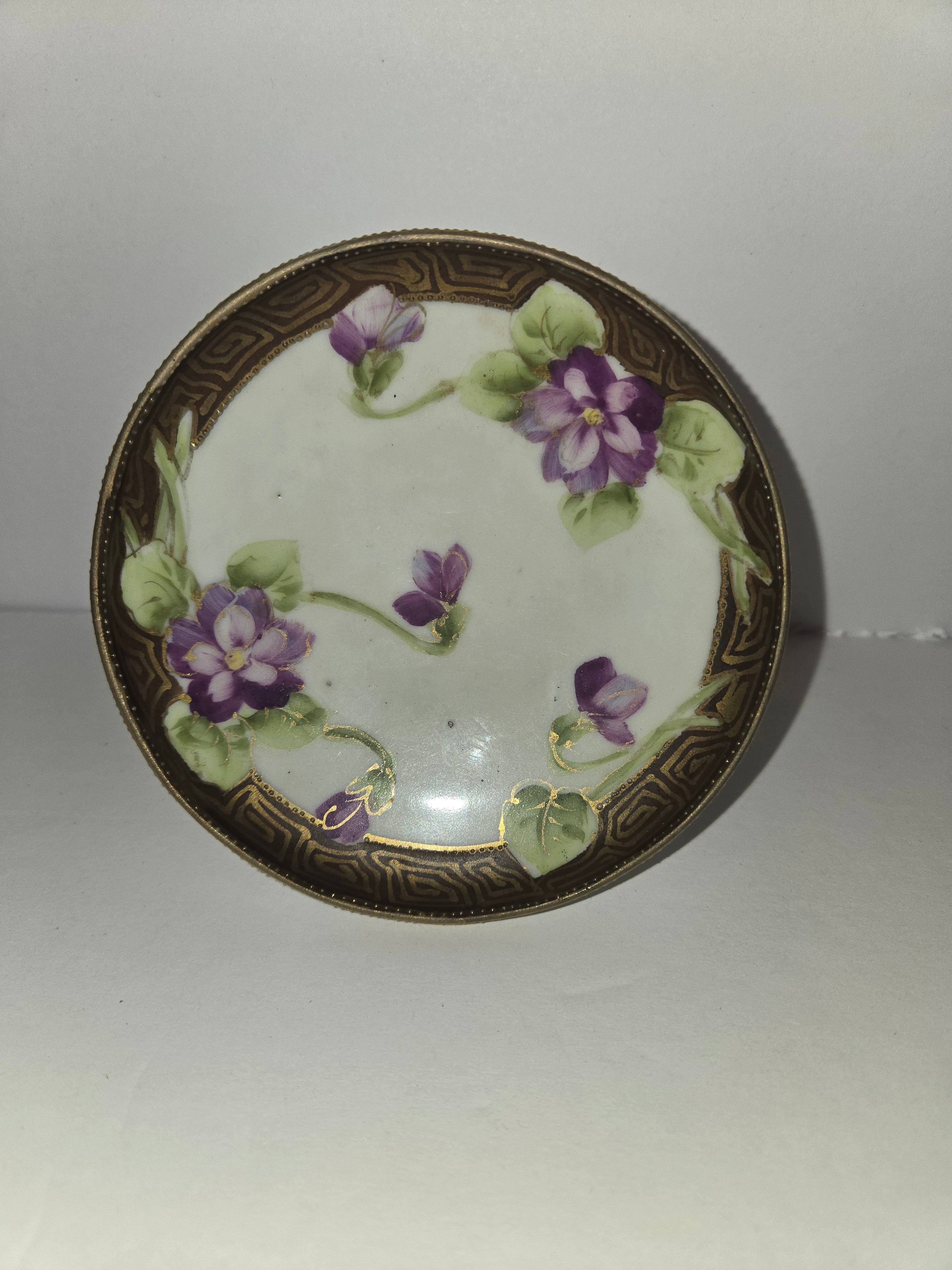 Antique Morimura Nippon Hand Painted Porcelain Compote Dish with Gold Guilding