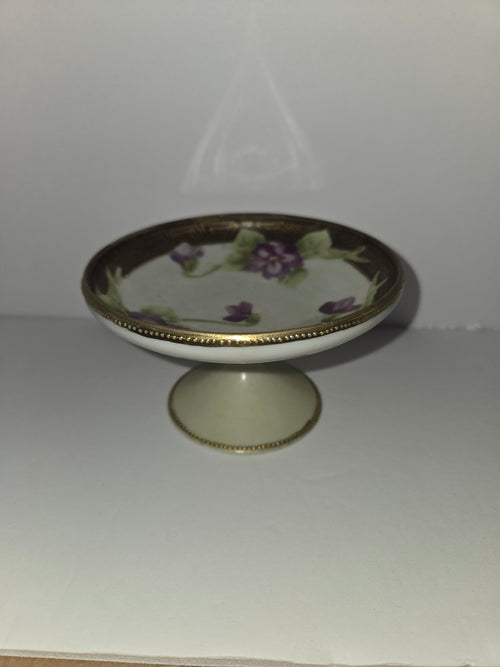 Antique Morimura Nippon Hand Painted Porcelain Compote Dish with Gold Guilding