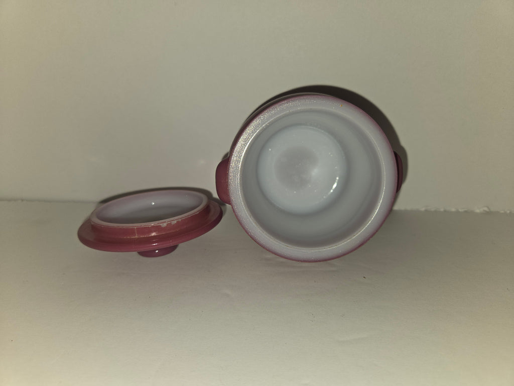 Dutchess Cheese Milk Glass Crock - Cranberry Red 1930s